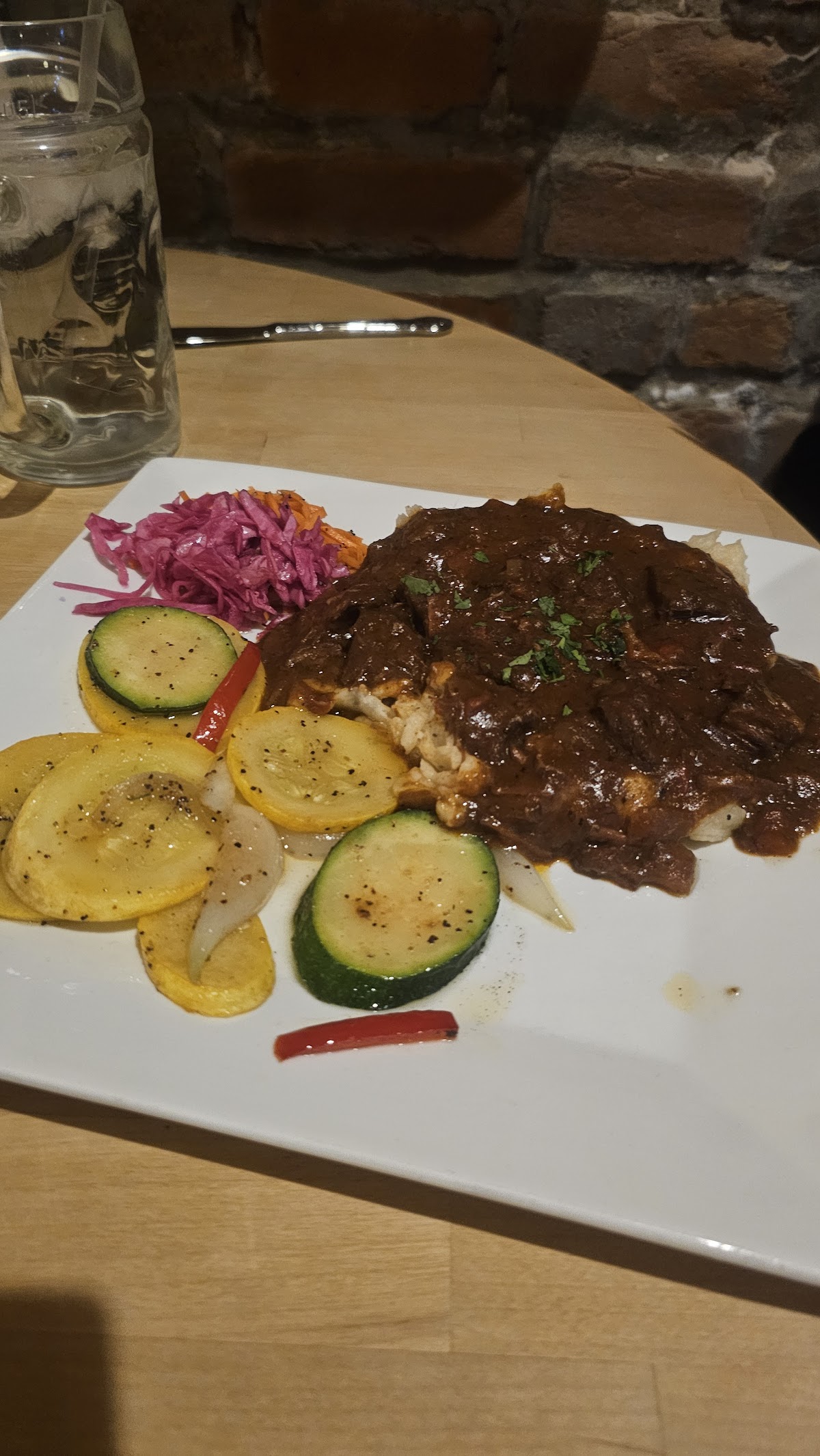 Jägerschnitzel over spätzle with mushroom gravy